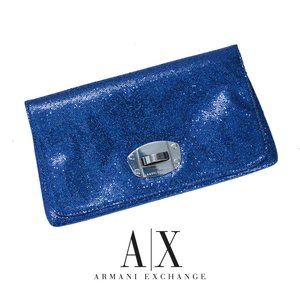 Armani Exchange Blue Glitter Clutch Bag